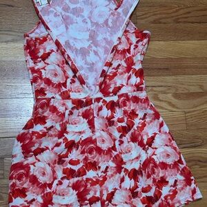 One Clothing Red and White Floral Romper